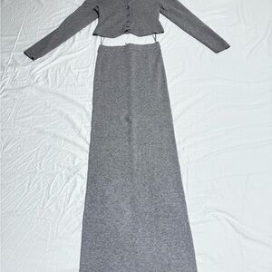 Gray Women's Skirt with cardigan set